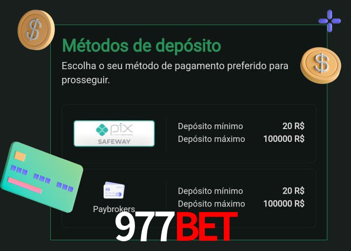 O cassino 977Bet oferece uma grande variedade de métodos de pagamento
